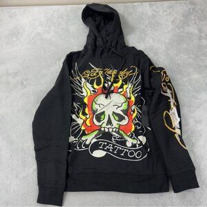 Ed Hardy Skull Graphic Black Hoodie Men’s Size S
